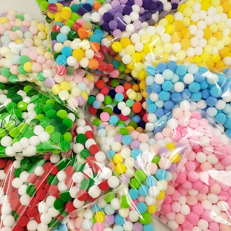 1000 pompones surtidos para manualidades – pompones multicolor a granel  para artes y manualidades, pompones para manualidades en varios tamaños,  bolas
