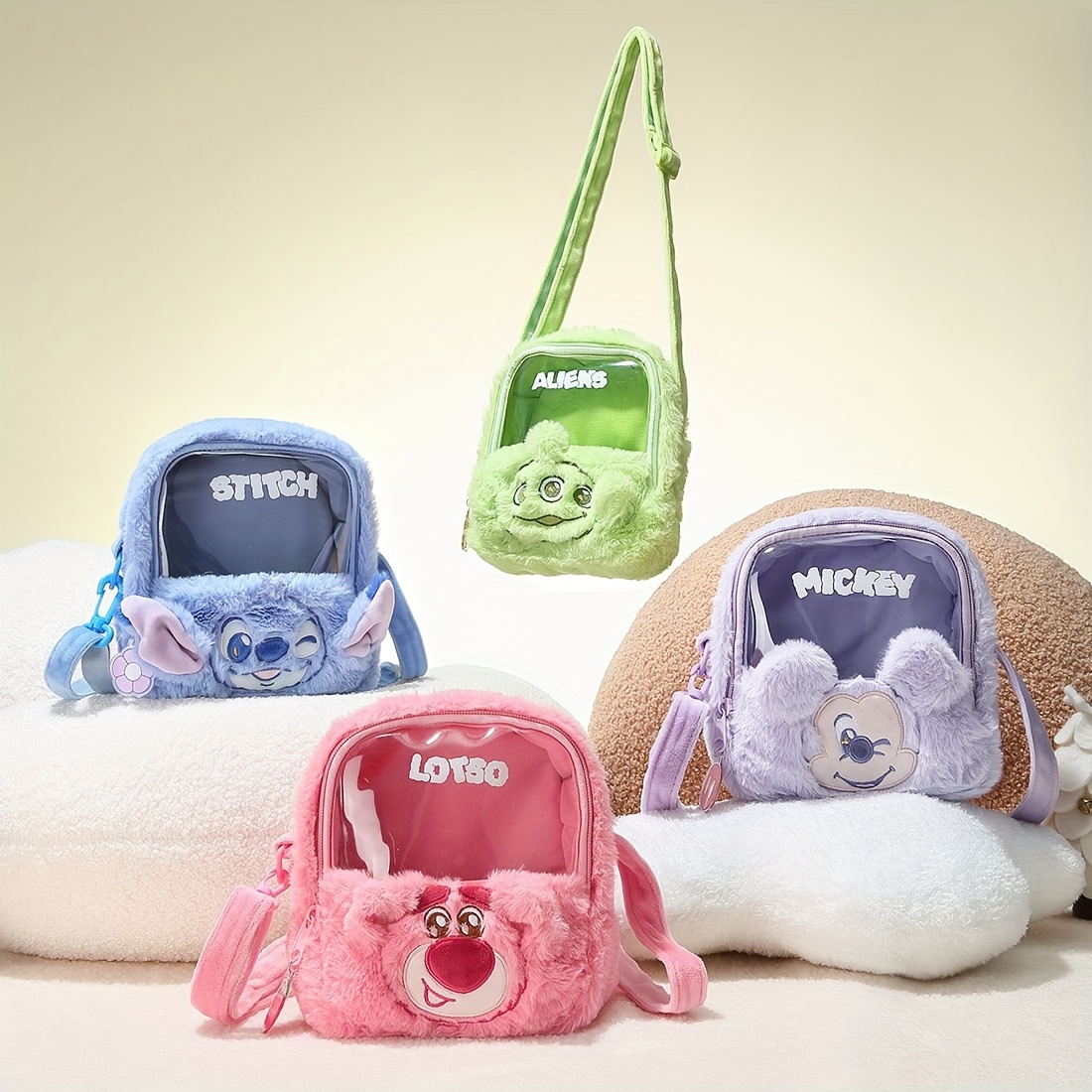 1pc * Shaggy Season Collection Straddle Bag For Stores (Mickey, Lotso, Alien, Stitch)