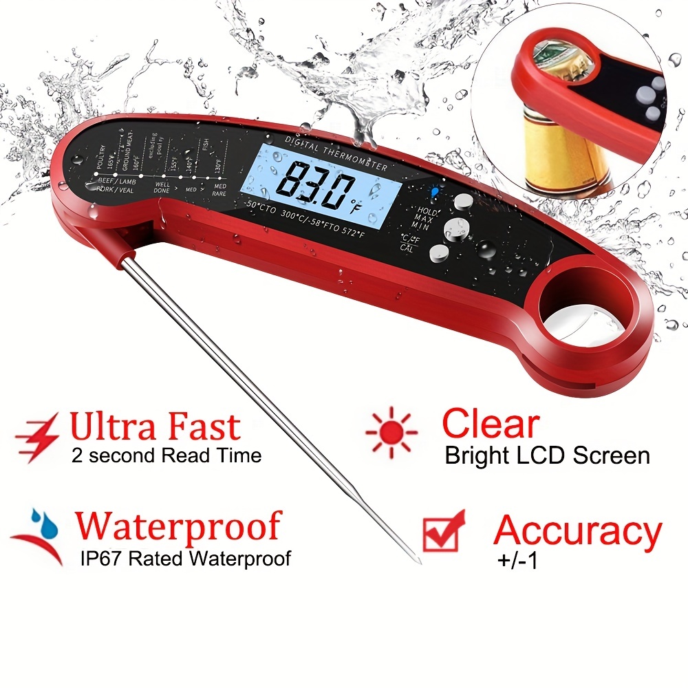 Digital Meat Thermometer & Bottle Opener - Instant Read Food Thermometer  For Cooking & Grilling With Led Backlit Display - Kitchen Gadgets & Bbq  Accessories - Temu