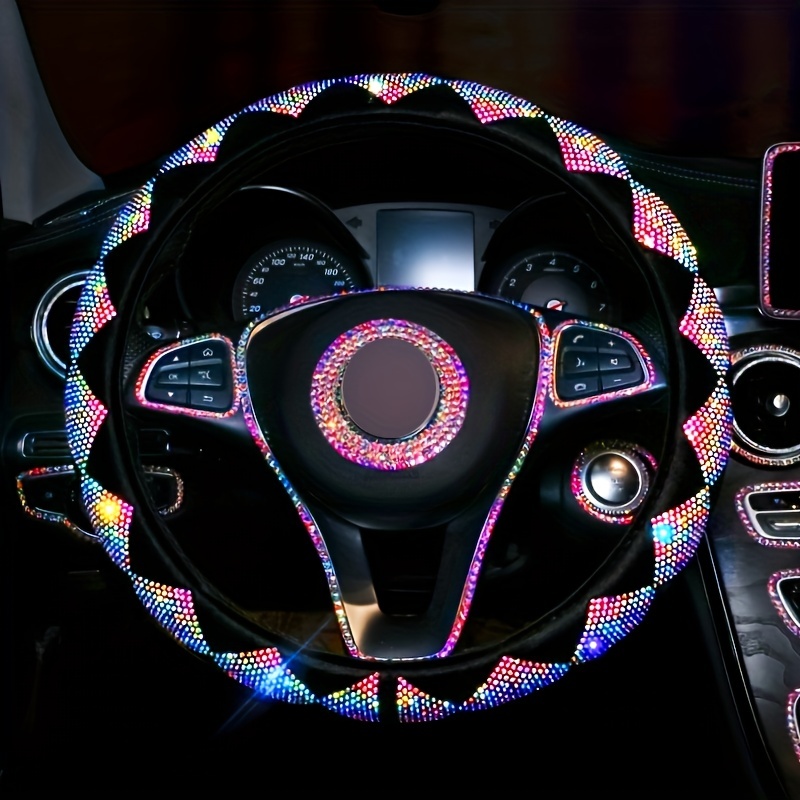 Couverture de volant de voiture en strass coloré en cristal de luxe,  accessoires de voiture universels de protection de volant de voiture  anti-dérapant Bling de 15 pouces - Temu France