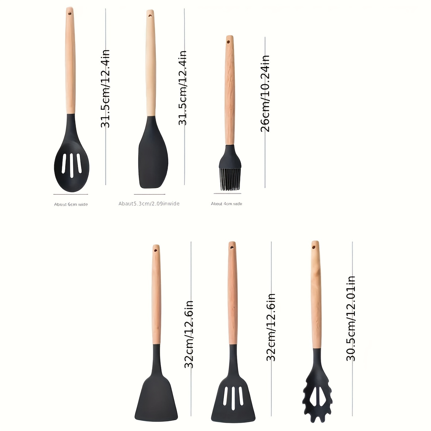 Premium Silicone Kitchen Utensils With Wooden Handles - Temu