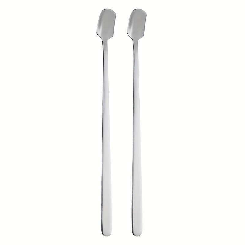 Stainless Steel Square Head Long Handle 2 Piece Spoon Set-cocktail
