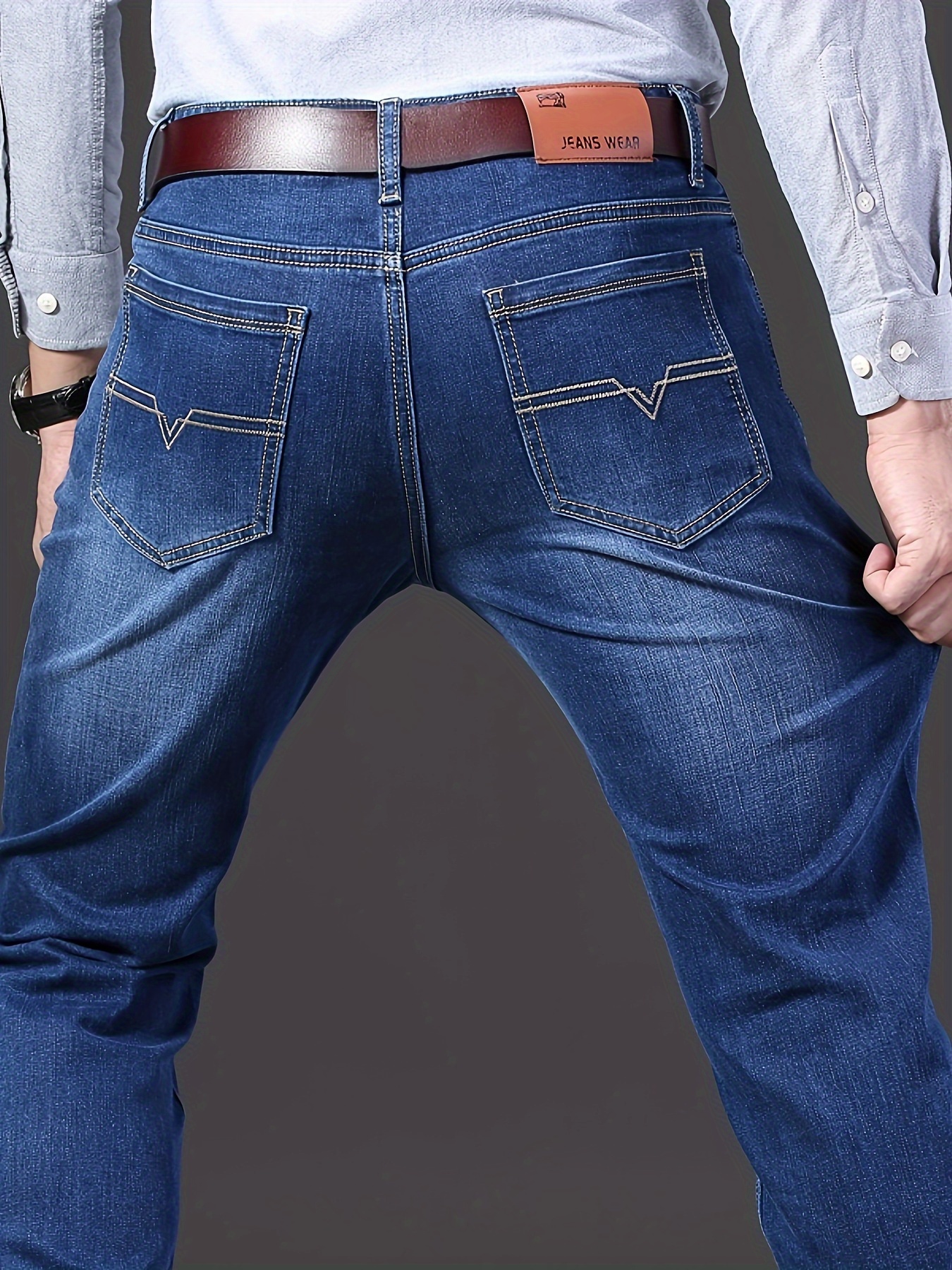 Men's Semi formal Jeans Chic Classic Design Straight Leg - Temu