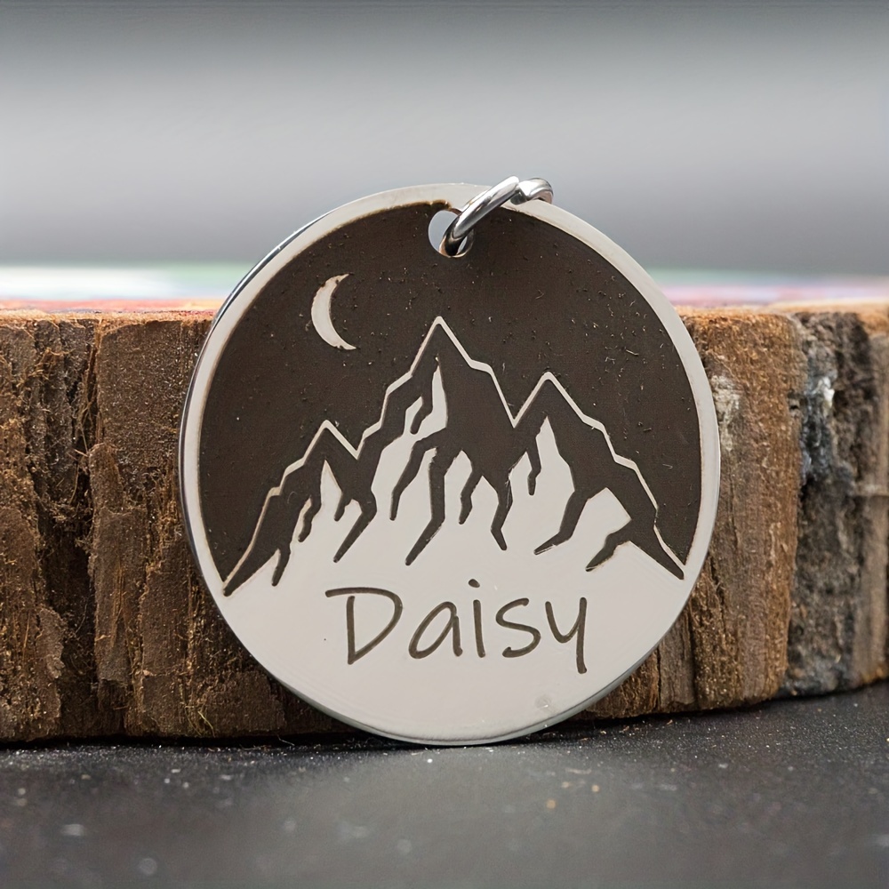 TEMU [customized] Stainless Steel Round Anti-lost Dog Tag Cat Tag Retro Pattern