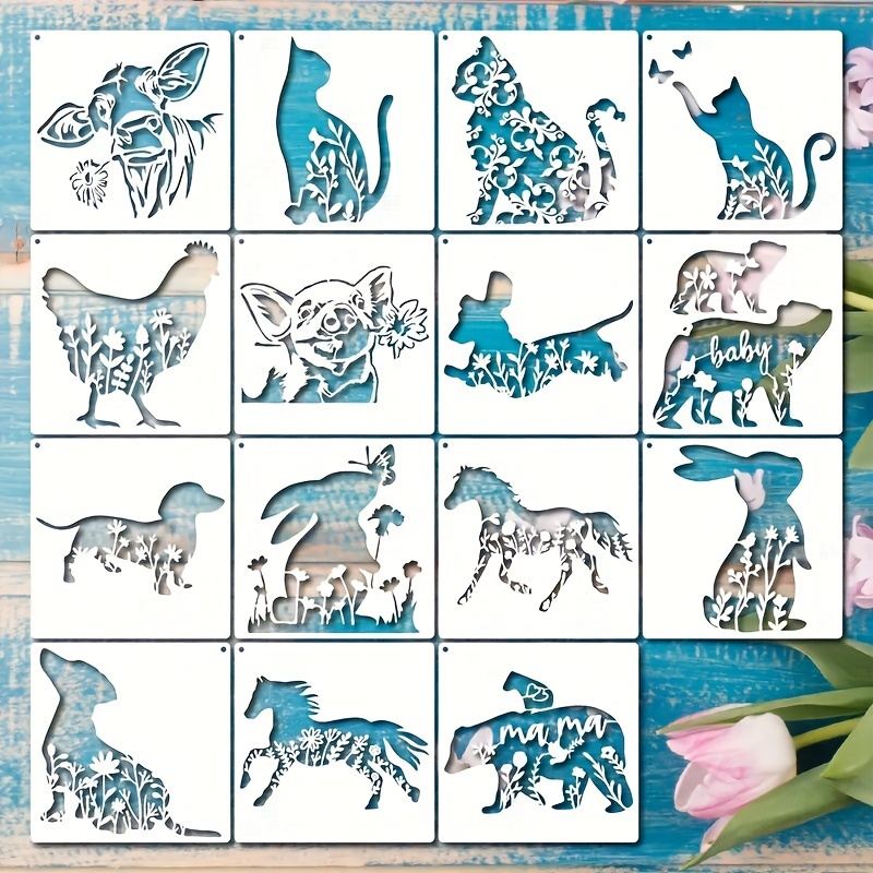 Flower Animal Stencils With Metal Open Ring Reusable - Temu