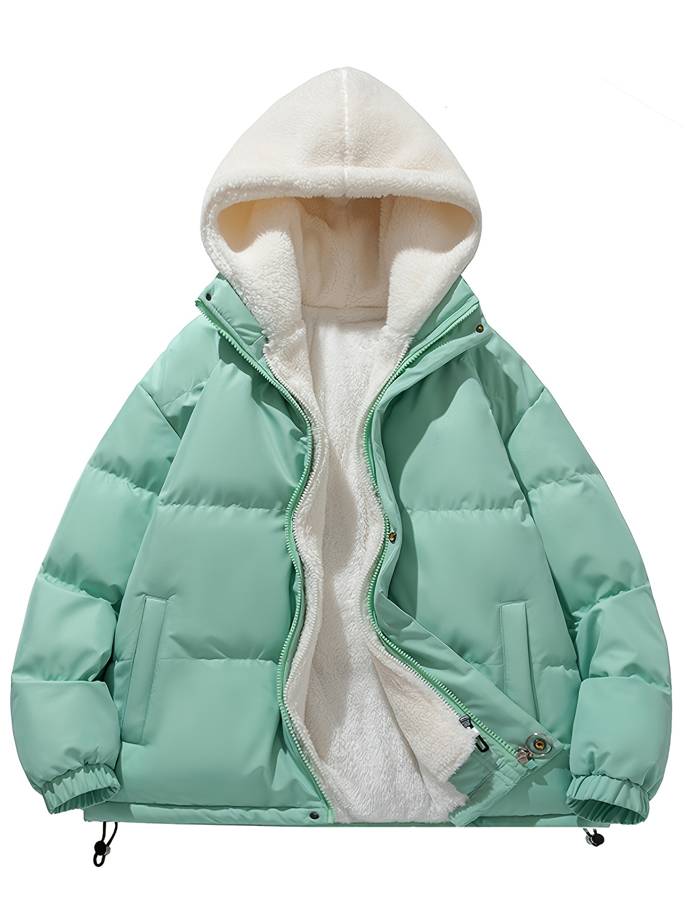 Unisex Warm Fleece Hooded Winter Jacket Casual Coat Men - Temu