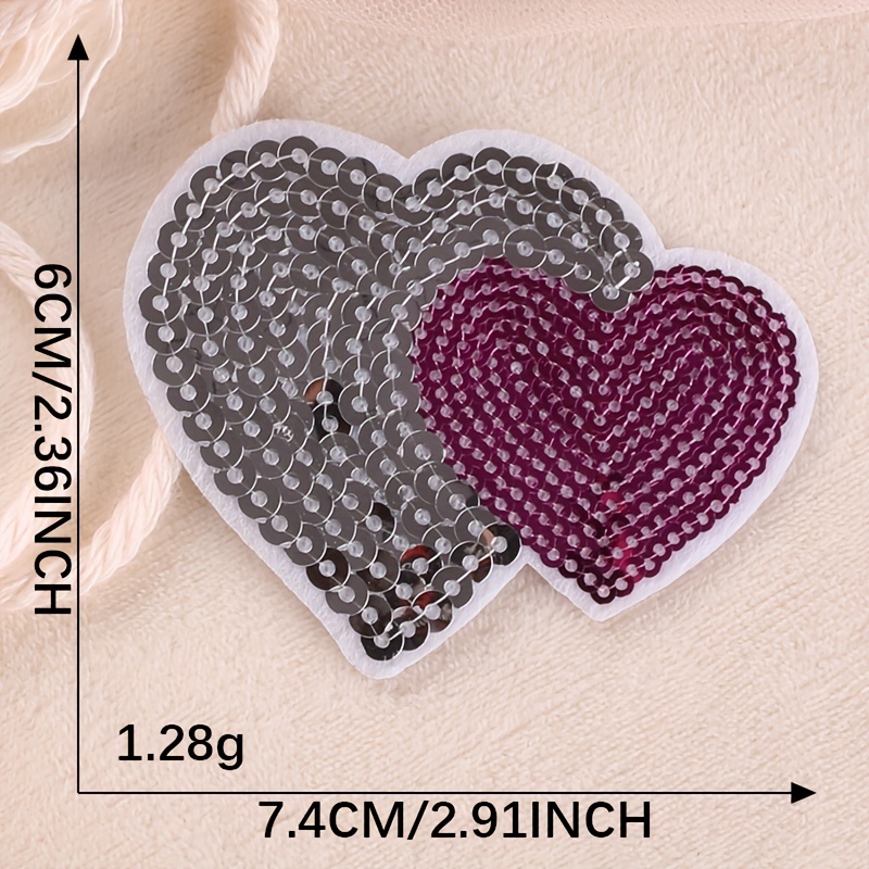 Sequin Cute Heart Patch Clothing Embroidery Patches Jacket Clothes Badges  1Pcs