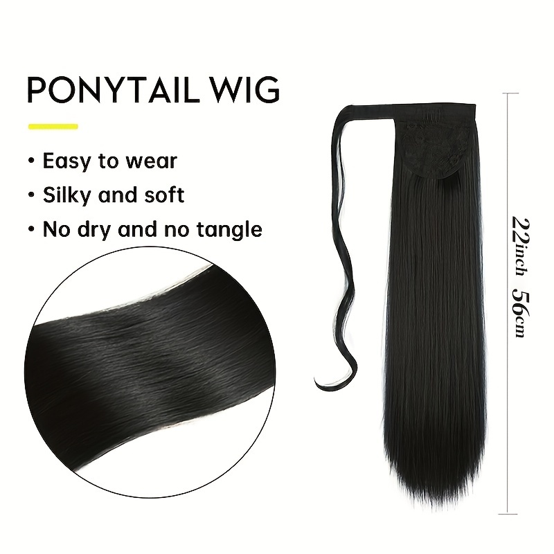 Straight Ponytail Extensions Synthetic Clip In Hair Extensions Natural Look