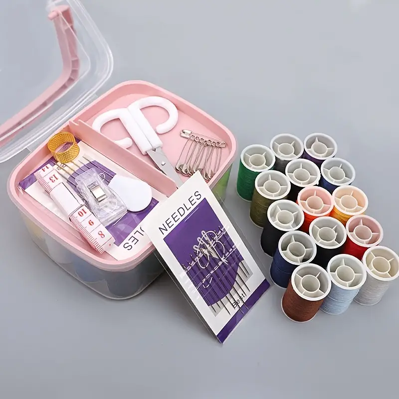 1pc Ensemble de boîte à coudre, kit de couture domestique portable