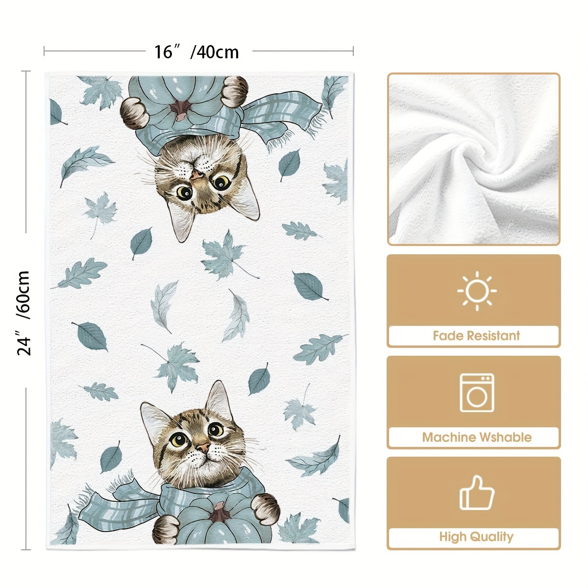 Hand Towels, Cute Cat Pattern Kitchen Towels, Soft Absorbent Dishcloth, Tea  Towels For Bathroom Kitchen, Kitchen Supplies, Room Decor - Temu