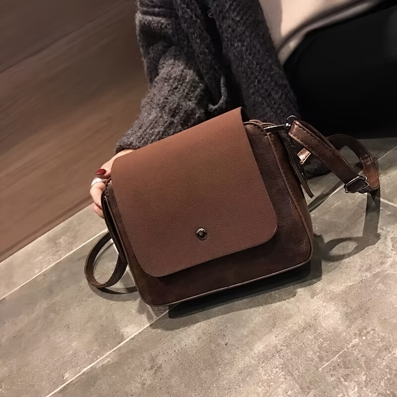 AMHDV Small Crossbody Bag for Women Retro Shoulder Bag Square Purse Handbag  Fashion Flap bag (03-brown): Handbags