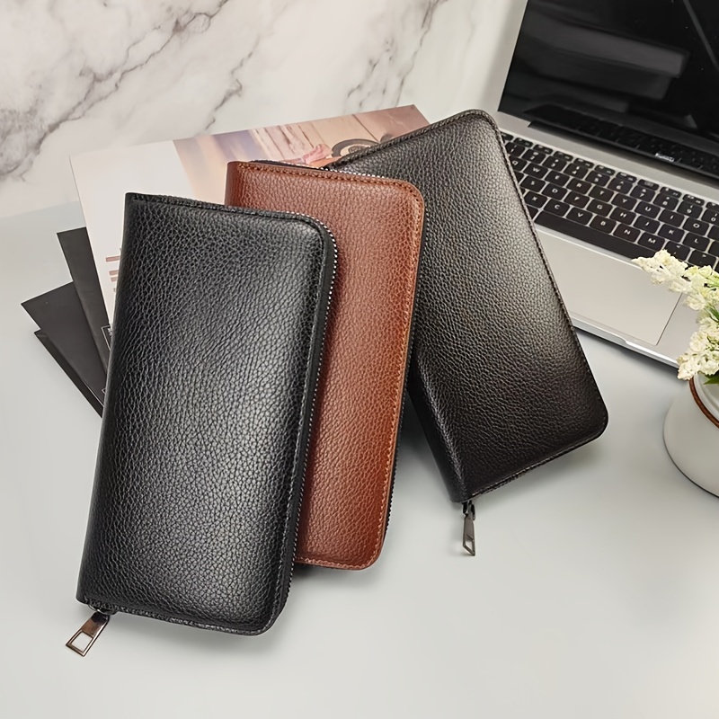 Men's Fashion Folding Handbag Business Clutch Bag Leather Large Wallet -  Temu