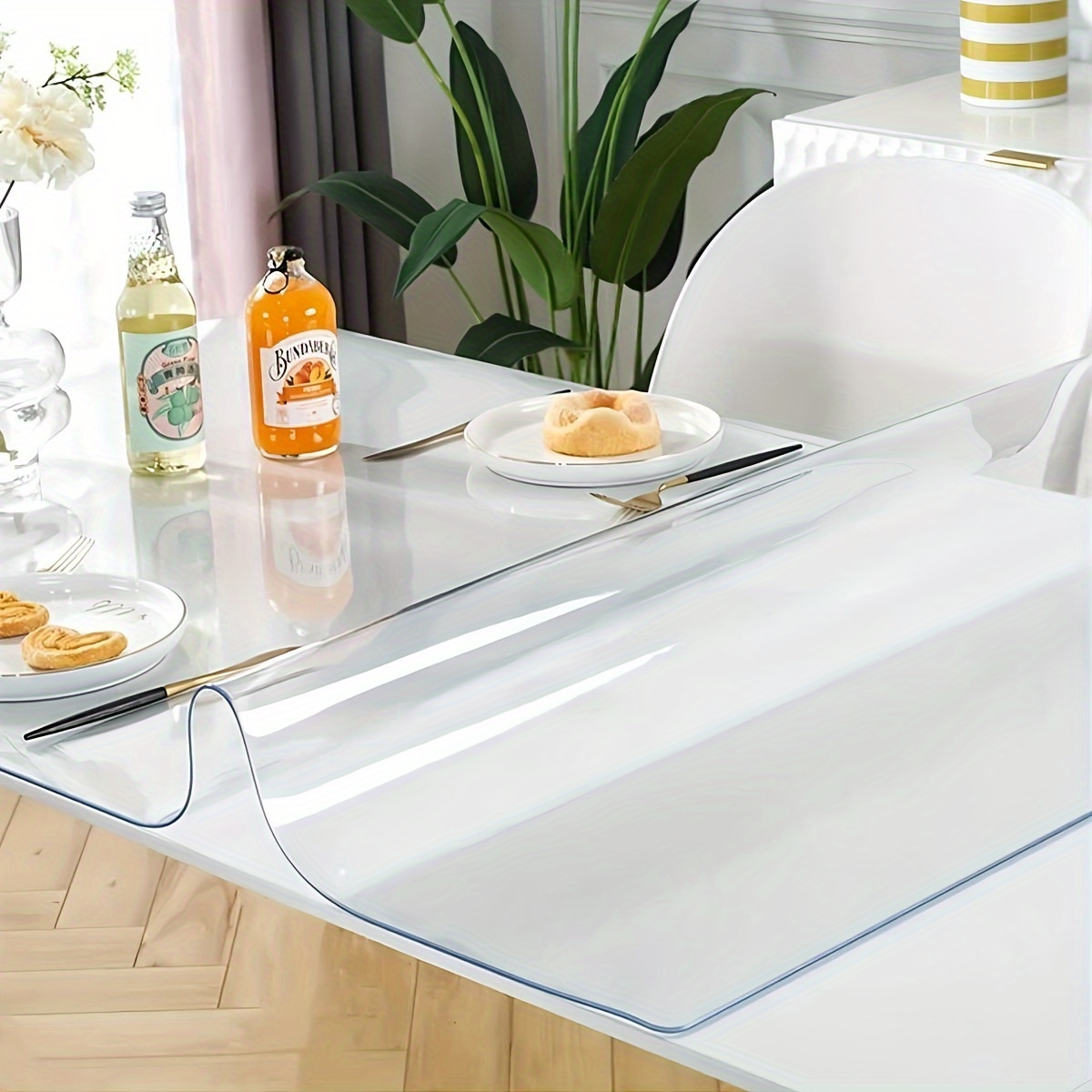 1pc PVC透明テーブルクロステーブルマット保護フィルム 無臭防水 