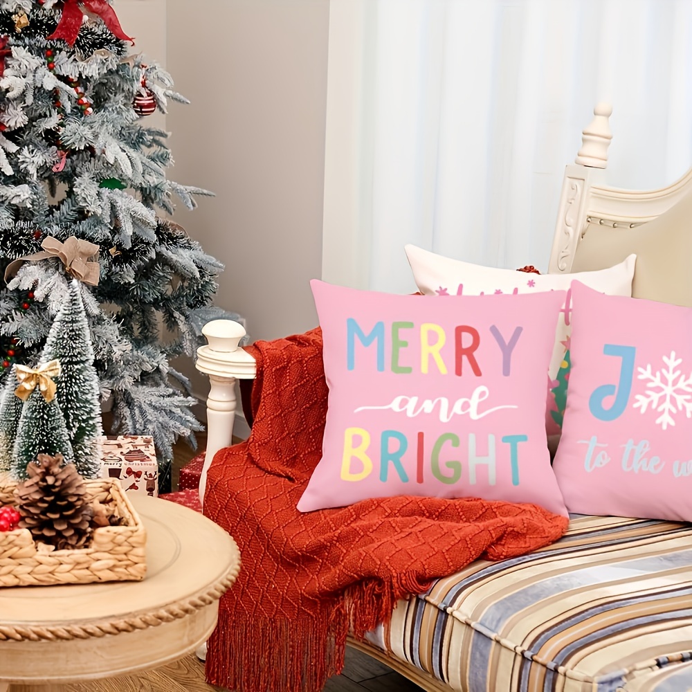 Throw Pillow Case Christmas Holiday Decoration Letter Cushion Cover Living  Room Sofa Bedroom Pillowcase Pillow Insert Not Included - Temu