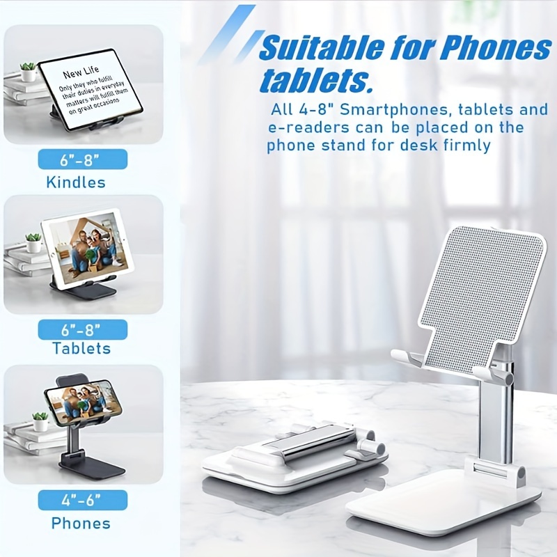 2 soportes para teléfono celular, soporte de teléfono de altura de ángulo  ajustable para escritorio, soporte de teléfono portátil plegable para  iPhone
