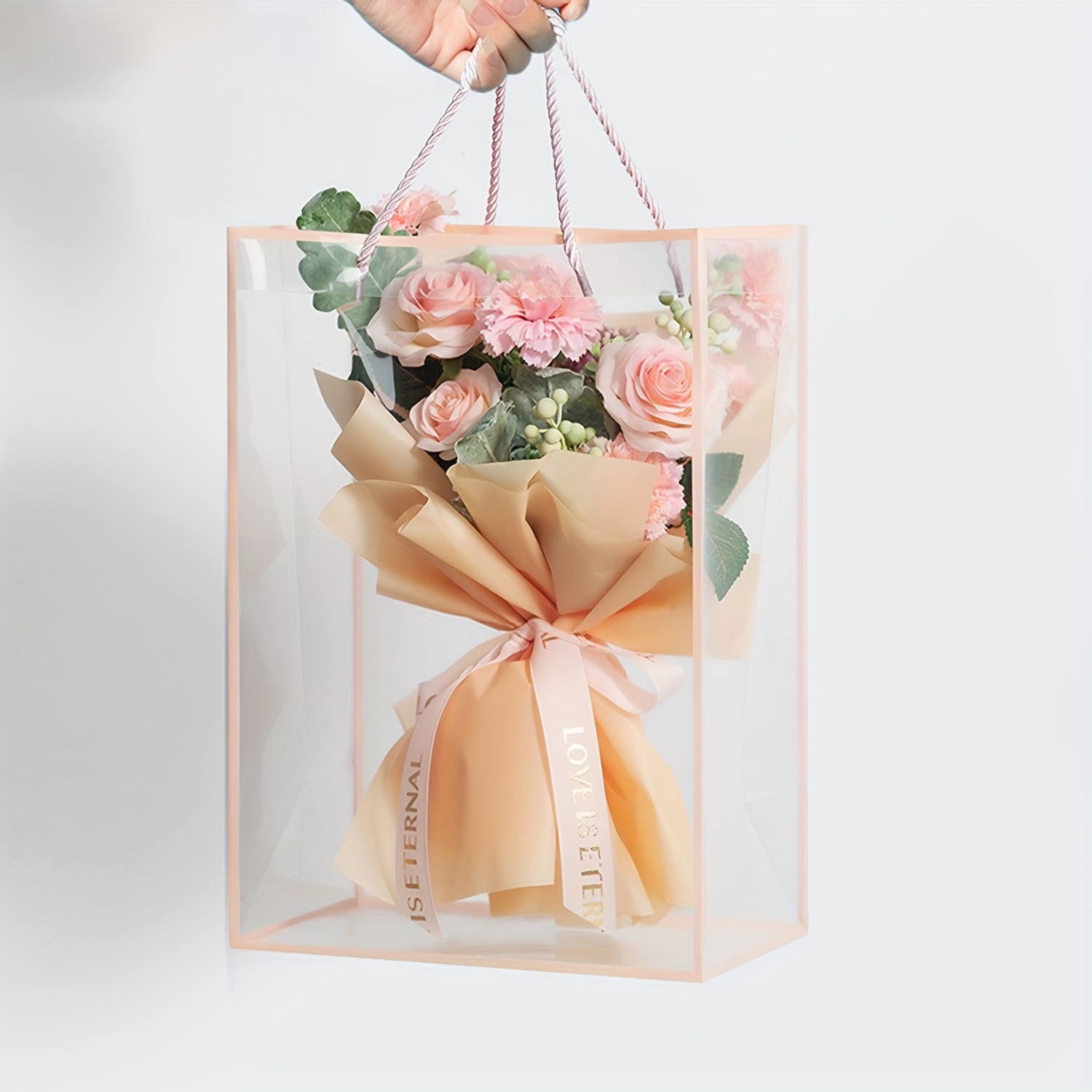 20 Pack Clear Gift Bags with Handle Clear Party Favor Bags Gift Bags Bulk  for Favors Reusable Plastic PVC Tote Bag for Christmas Wedding Flowers