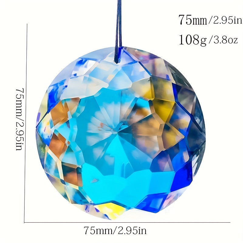 Crystalsuncatcher 30mm Vintage Feng Shui Faceted Decorating Crystal Ball  Prism Pendant Suncatcher Multi-Color Hanging Pendant Suncatcher 12pcs