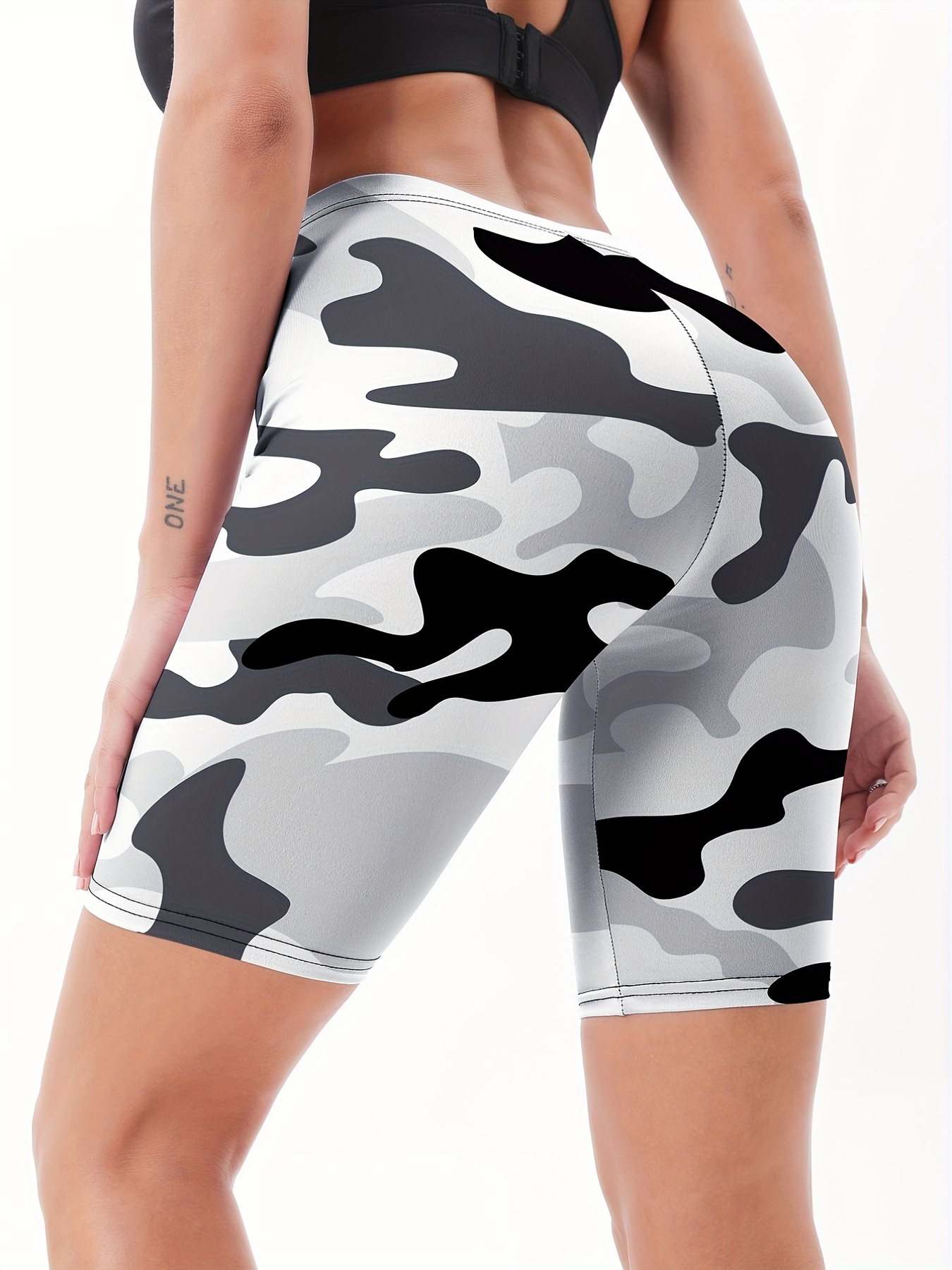 Women's Camo Gym Pants Yoga Sports Leggings Running Short Pants