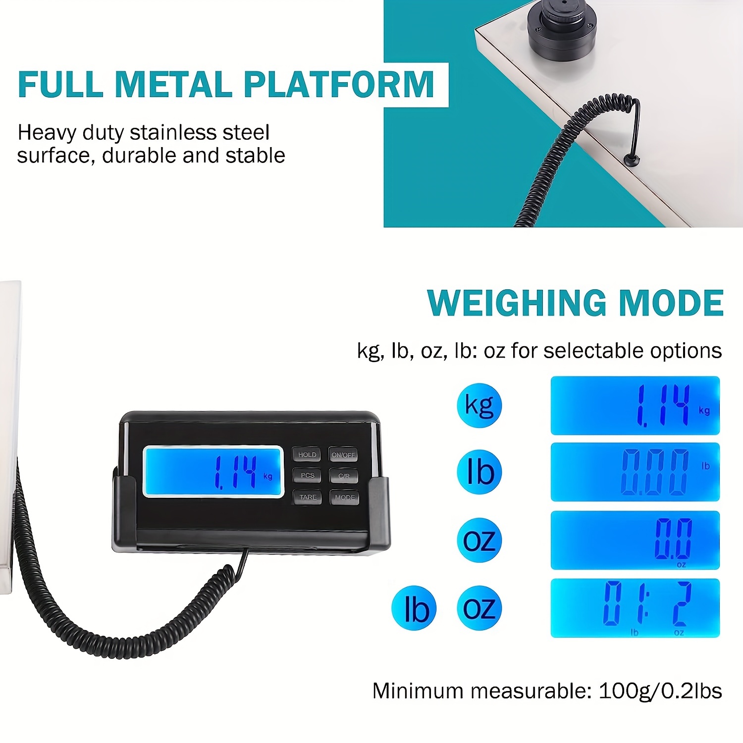 Shipping Scale 360lb,Stainless Steel Heavy Duty Postal Scale with  Timer/Hold/Tare,Digital Scale for Packages/Luggage/Post Office