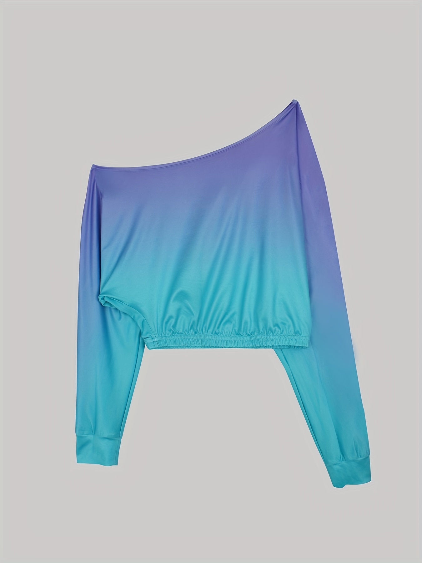 Casual Gradient Two piece Set Cold Shoulder Long Sleeve Top & Slim Pants Outfits
