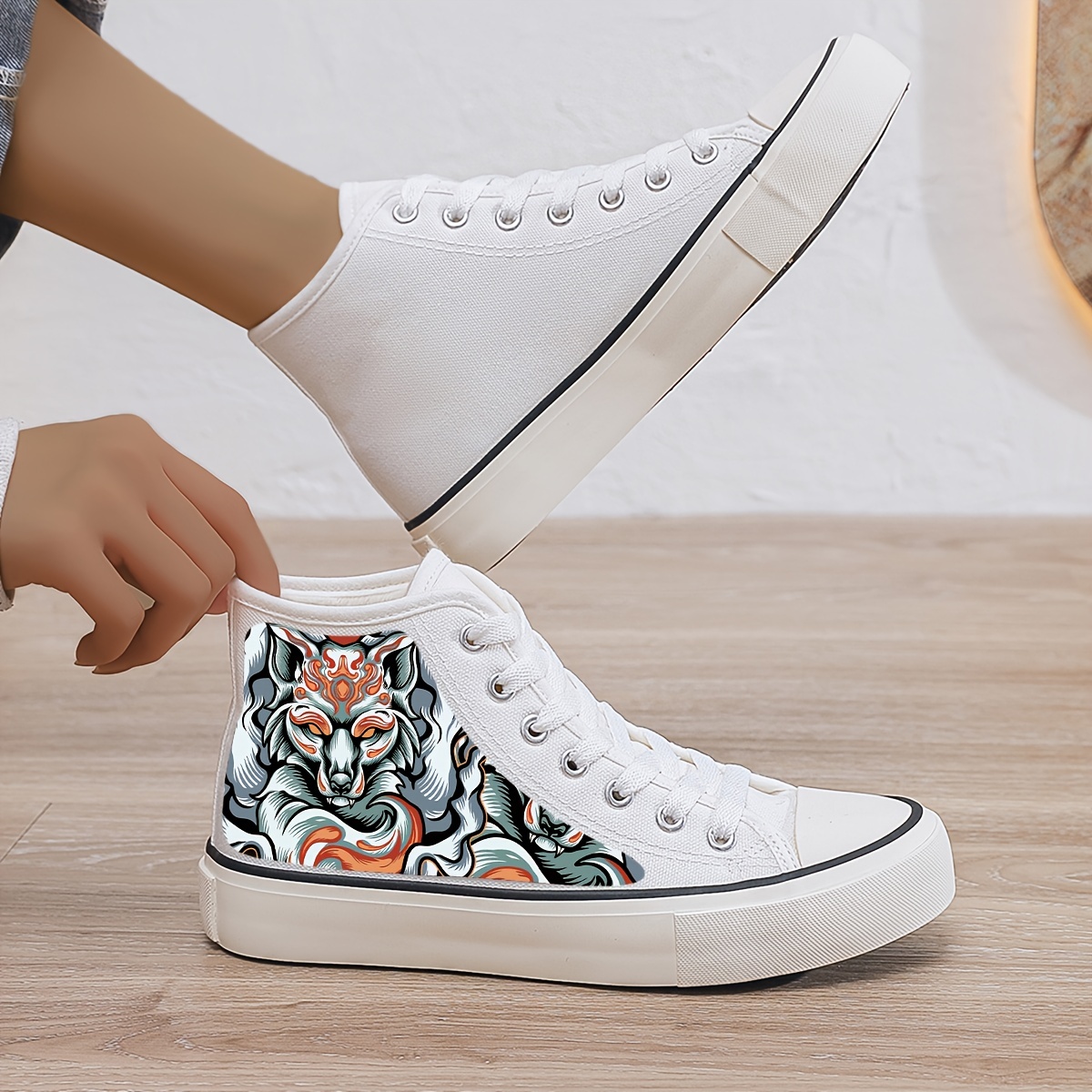 Animal Print Plush Lined Thermal Chunky Canvas Sneakers