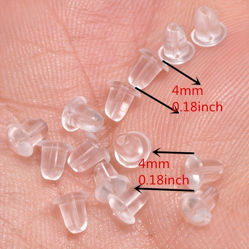 500/1000PCS 4MM Earring Backs for Studs Soft Silicone Clear Ear