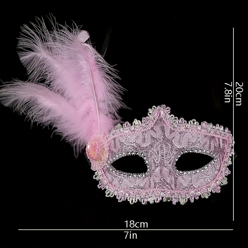 Mask, Masquerade Mask, Venetian-style Mask, Pink Mask, Feather