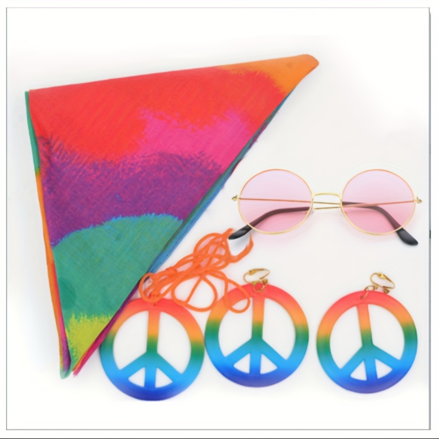Hippie Clothing Accessories Set 70s Peace Sign 60s Women's - Temu