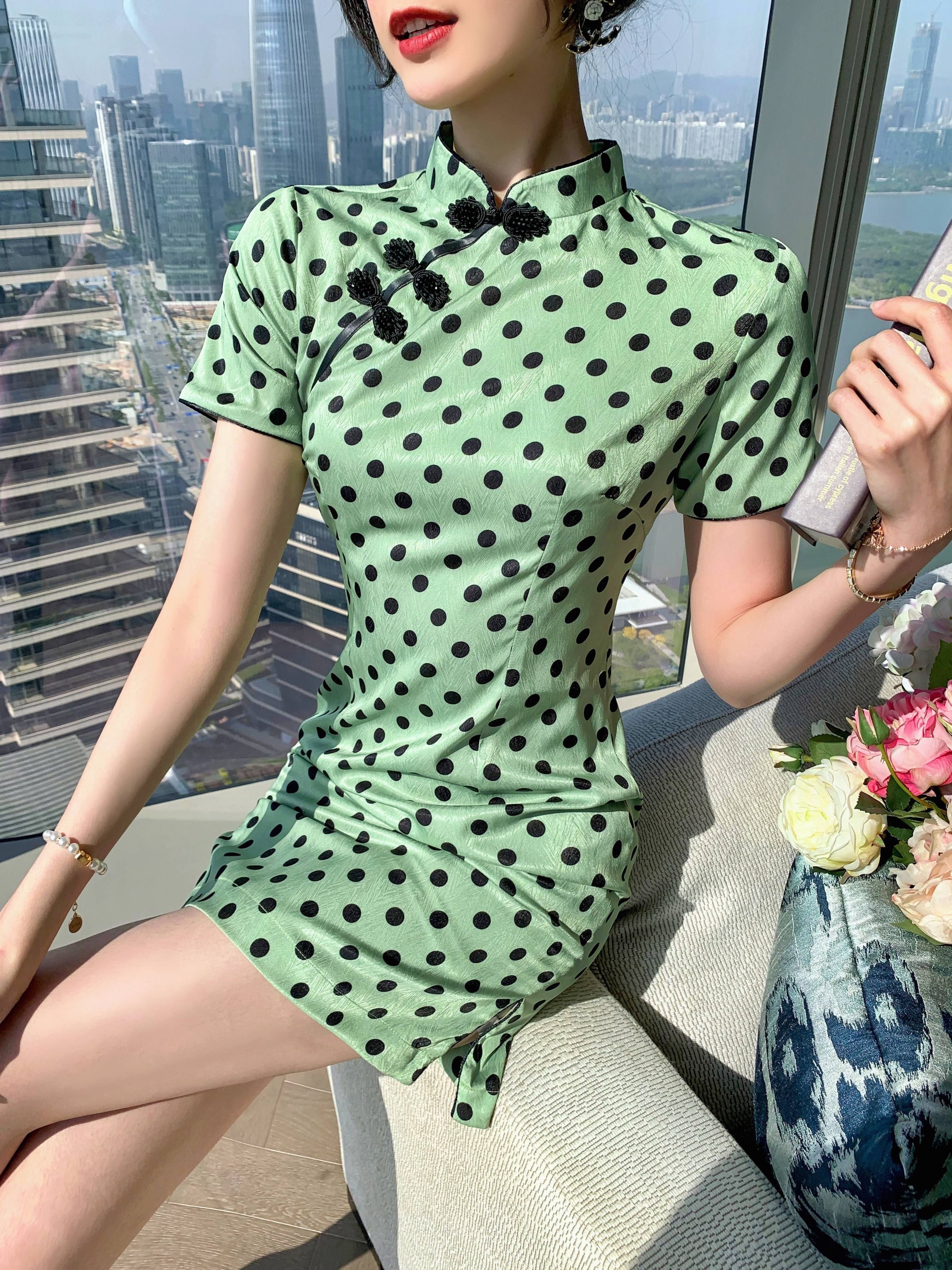 Chinese Fashion Dress Improved Cheongsam Short Blue Qipao Summer