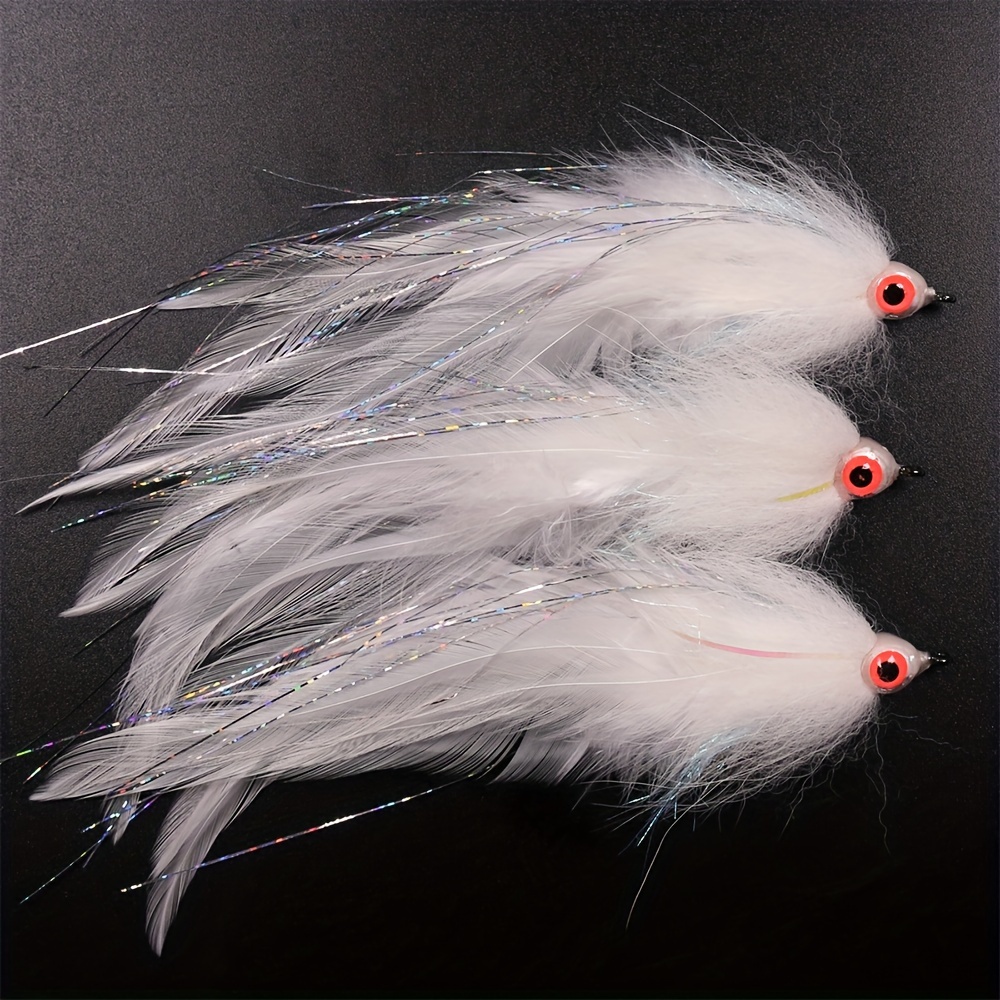 

1/2pcs Size #2/0 White Fly Bait, Suspending Streamer Fly, Saltwater Fishing Lure For Musky Pike Bass