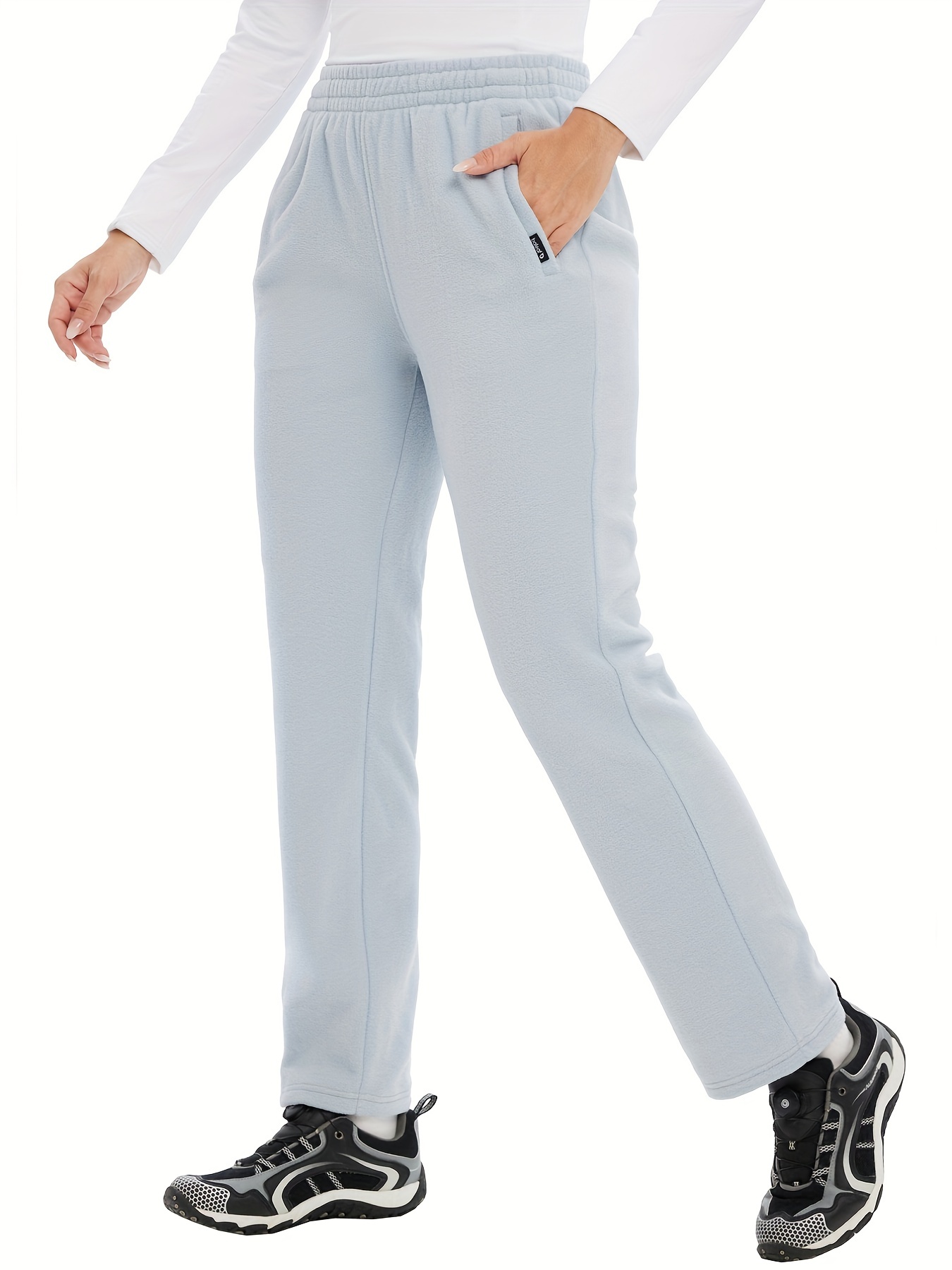 Womens Winter Fleece Lightweight Casual Sweatpants Elastic Cozy Long Pants  With Pocket, Shop The Latest Trends