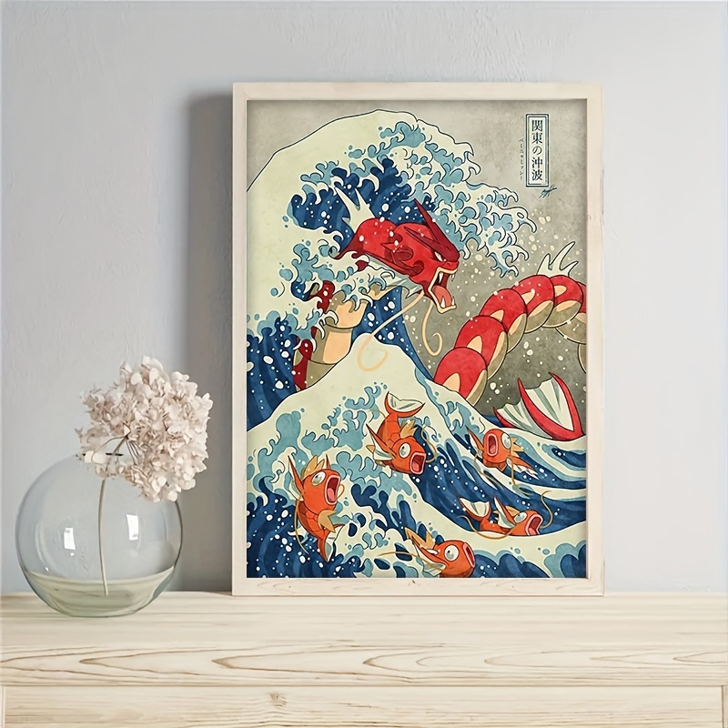 1pc Vintage Anime Wave Wall Art Canvas Painting Posters Prints Living Room  Bedroom Bathroom Home Decor Unframe 11 8 15 7inch, Shop Latest Trends