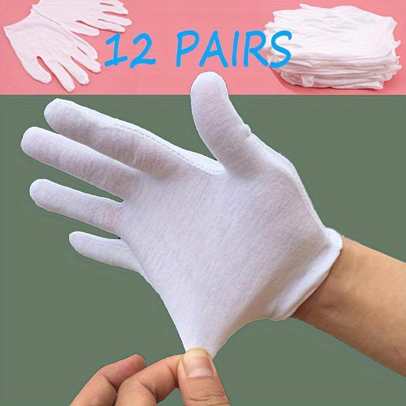 Guantes de algodón, 8 pares (16 unidades), guantes de algodón blanco para  mujeres y hombres, guantes de algodón elásticos lavables para manos secas y