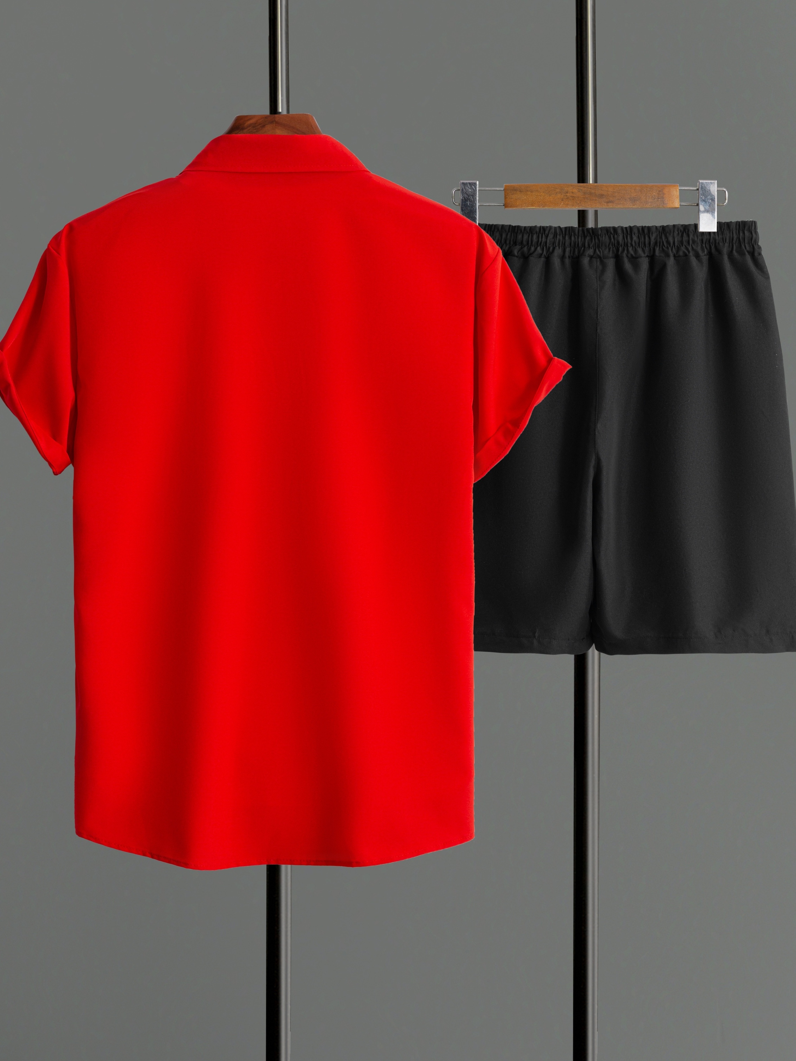 Men's Outfits Shirt Shorts Set Casual Short Sleeve Shirt And - Temu Sweden