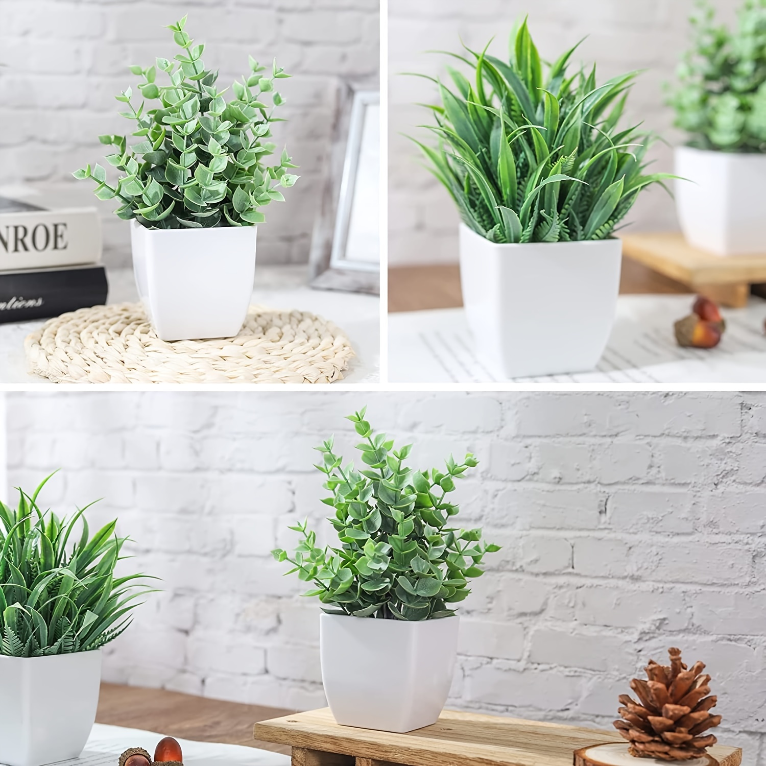 2 Pcs Fake Plants for Bathroom/Home Office Decor, Small Artificial Faux  Greenery for House Decorations (Potted Plants)