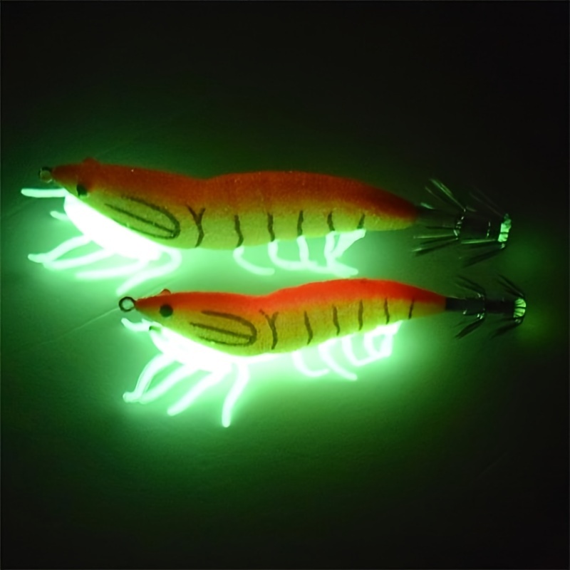 

1pc Luminous Squid Hook Bait - Glow In The Dark Soft Bait For Sea Fishing - Pearl Wood Shrimp Hook With Fluorescent Bait - 4.6in/0.72oz Soft Line Hook For Enhanced Catching