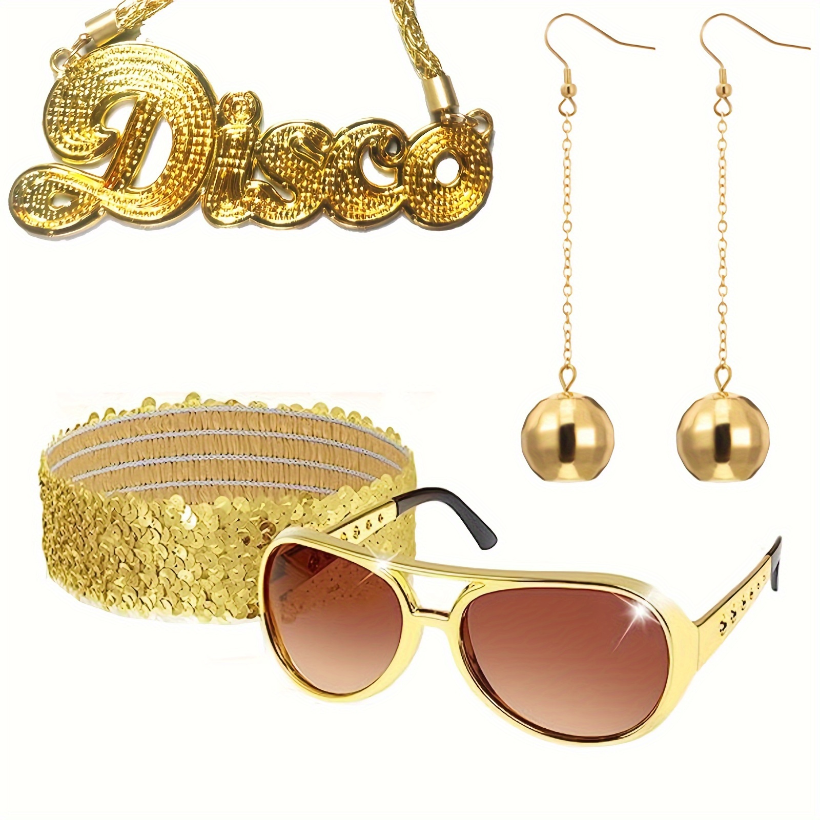 70s Disco Style Accessories Set Including Sequins Hat - Temu