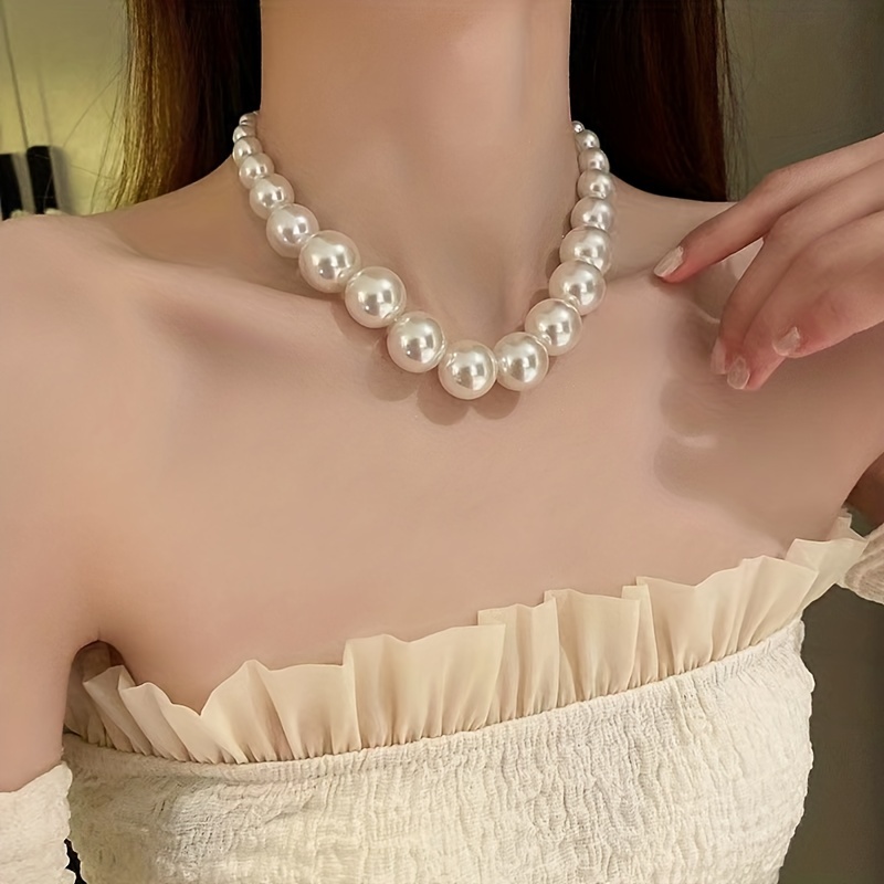 

1pc Geometric Elegant Imitation Pearl Beaded Necklace Clavicle Chain Elegant Neck Jewelry For Women