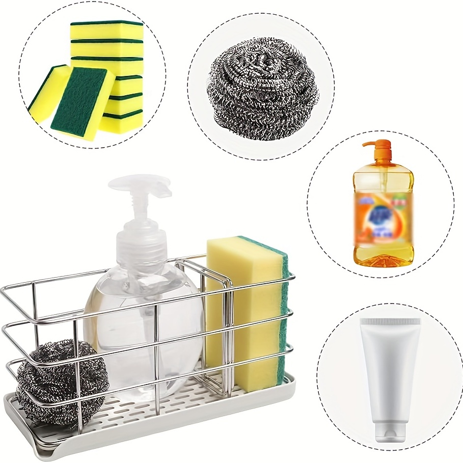 Sink Caddy Sponge Holder With Adjustable Panel Stainless - Temu