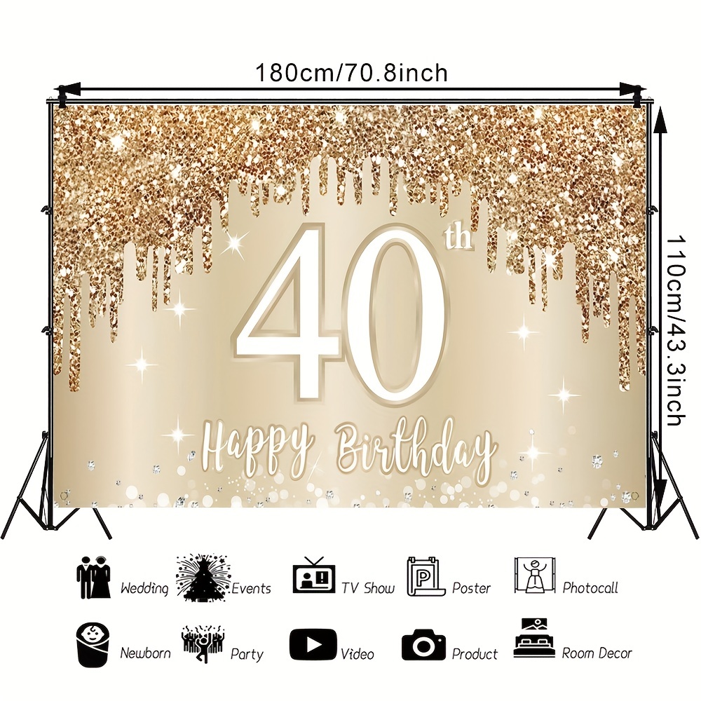 1 Pancarta 40 Cumpleaños Decoración Fondo Mujer Purpurina - Temu