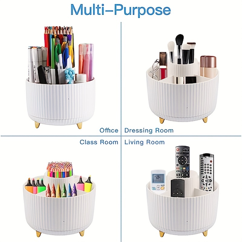 1pc pen holder for desk pencil holder 5 slots 360 degree rotating desk organizers and accessories cute pen cup pot for office school home art supply details 14