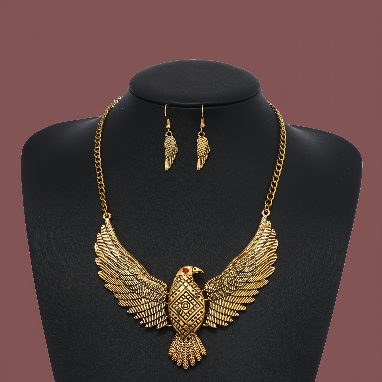 Earrings + 1 Necklace Vintage Jewelry Set Retro Eagle Design - Temu