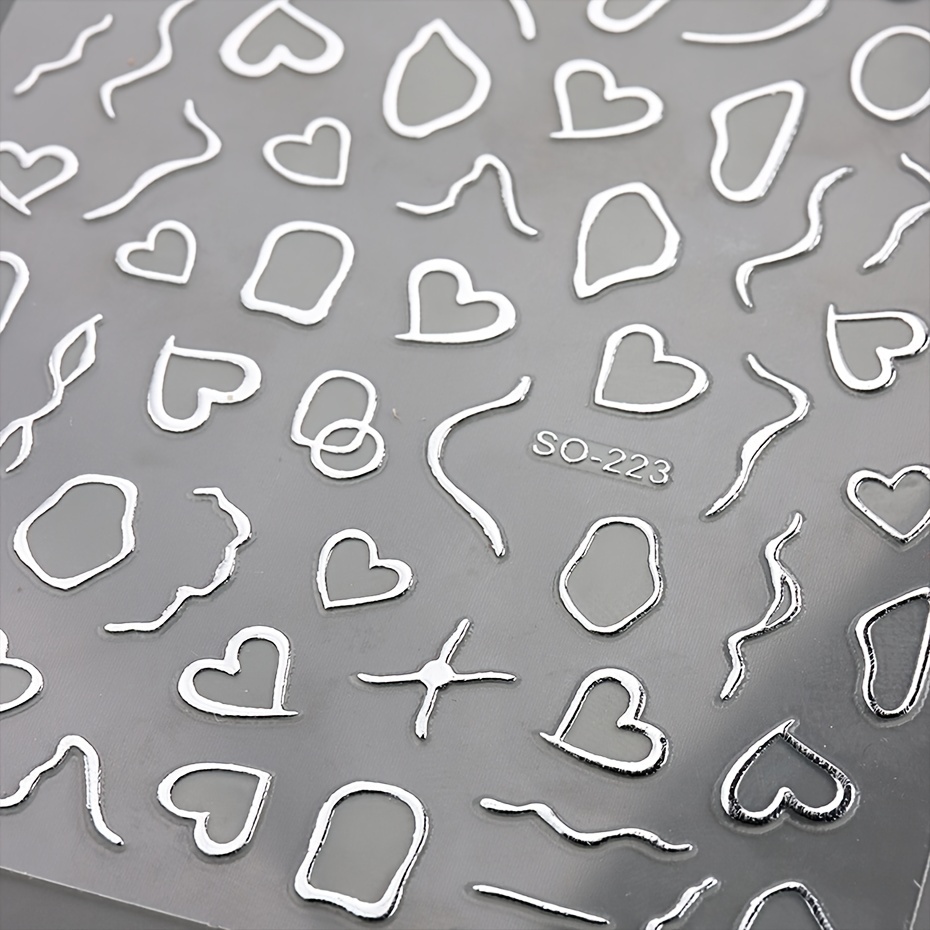 Nail Slider Nail Art Stickers Decals, Heart Shaped Line Curved