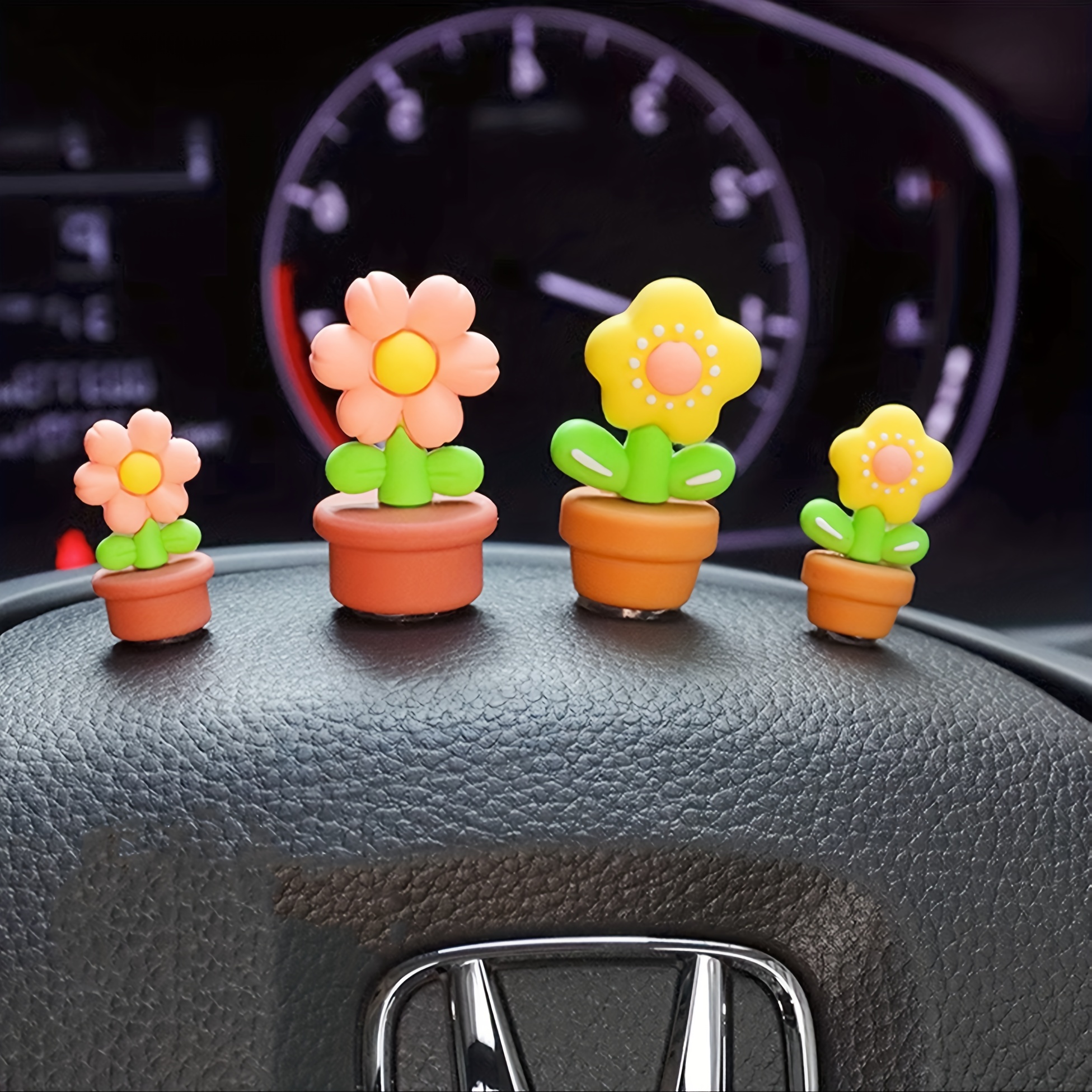 2pcs Cute Mini Flower Car Ornaments, Car Dashboard Decoration, Car Rearview  Mirror Decoration, Car Accessories For Women, Girl, Gifts