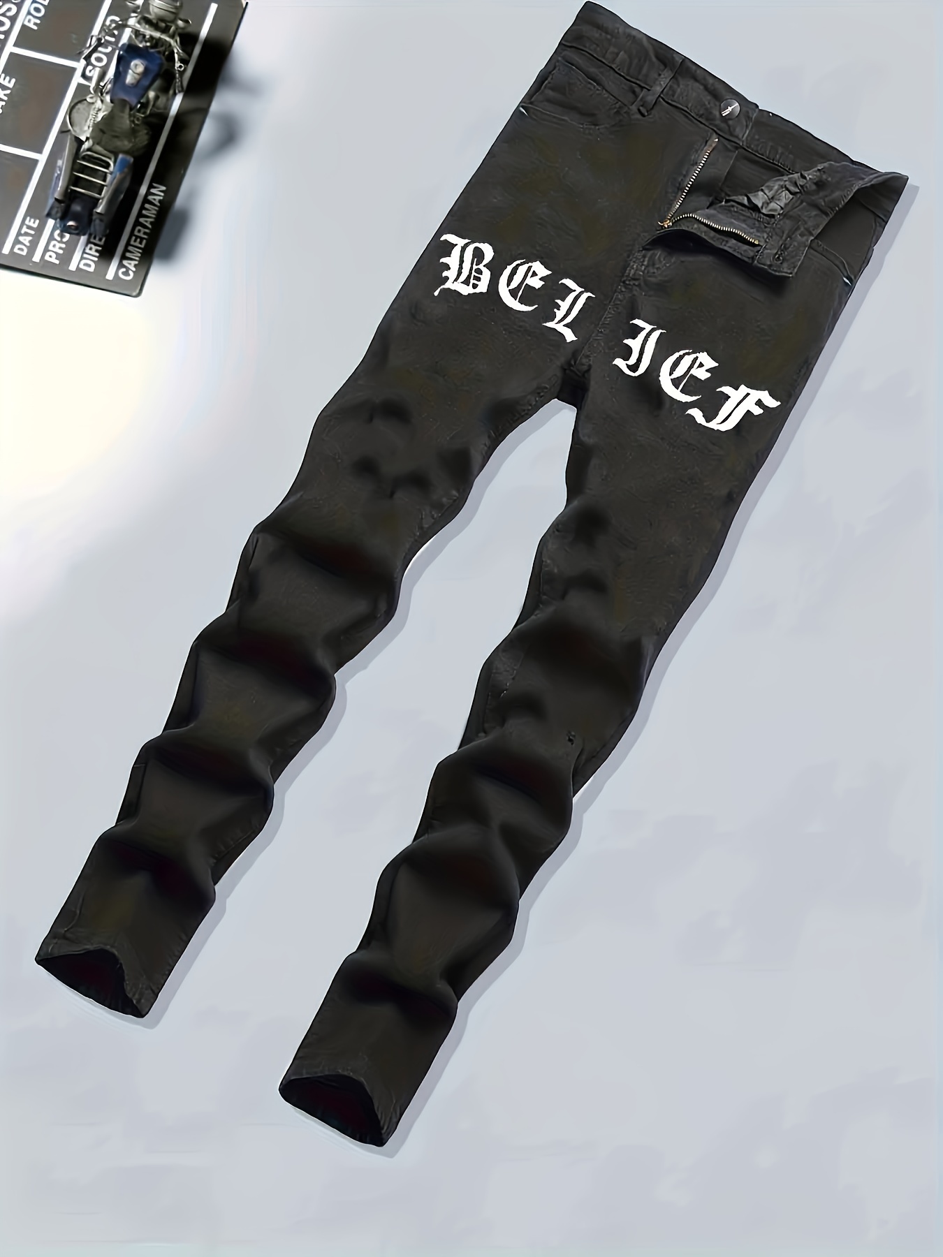 Fashion Men's New Letter Print Gradient Casual Jeans - Black @ Best Price  Online