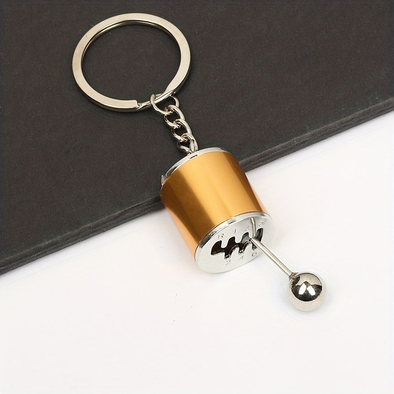 1pc Creative Car Gear Box Keychain, Six-Speed Manual Shift Gear Key Chain Car Refitting Metal Pendant Car Key Ring,Shifter,Temu