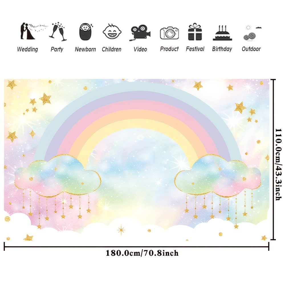 Rainbow Birthday Backdrop Party Decoration Rainbow Colorful - Temu