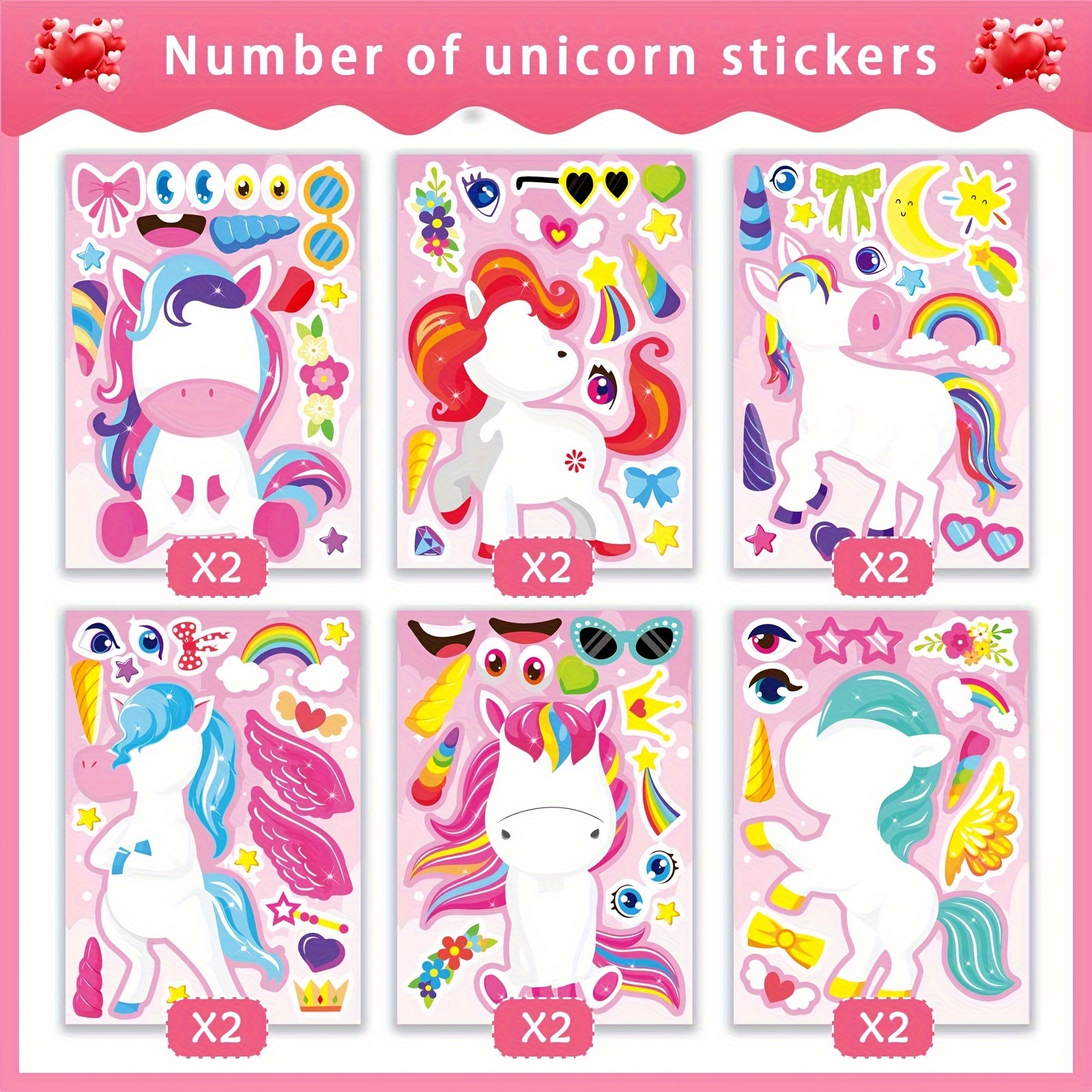 Image of Make Your Own Unicorn Stickers For Kids Face Stickers For Kids Party Favors Activities
