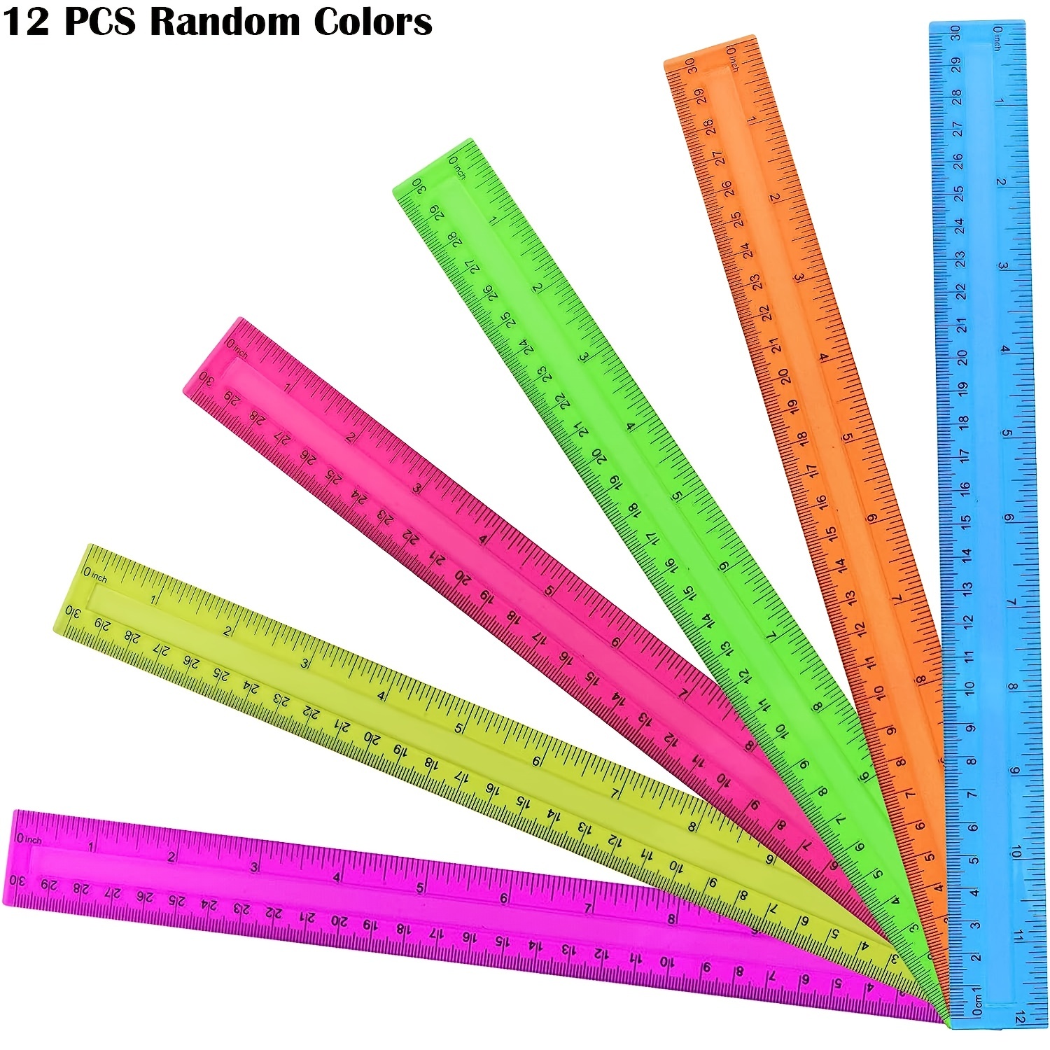 1pc Plastic Straight Ruler Transparent Ruler 20cm 30cm 40cm 50cm Organic  Ruler Stationery Deli 6230 Free