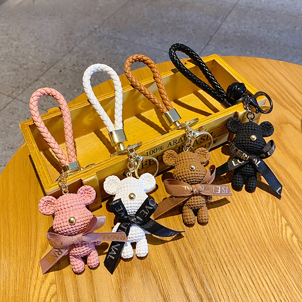Creative Cartoon Resin Yarn Bear Keychain Doll Car Key Chain